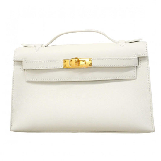 Hermes Handbag Pochette Kelly Swift New White Gold