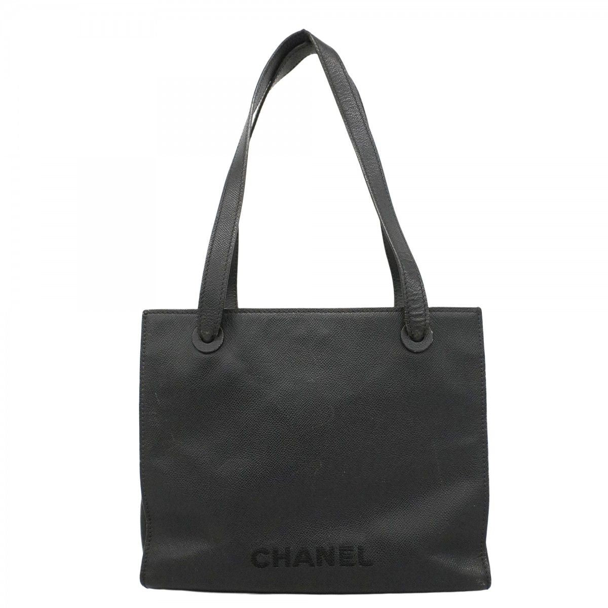 Chanel Shoulder Bag Caviar Leather Black Gold