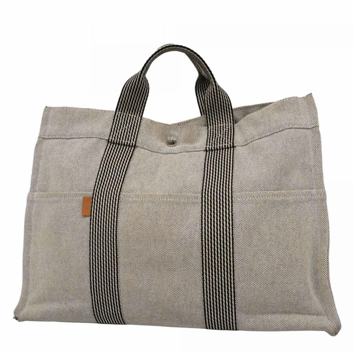 Hermes Tote New Fourre Tout MM Canvas Gray Silver