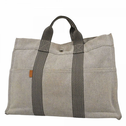 Hermes Tote New Fourre Tout MM Canvas Gray Silver