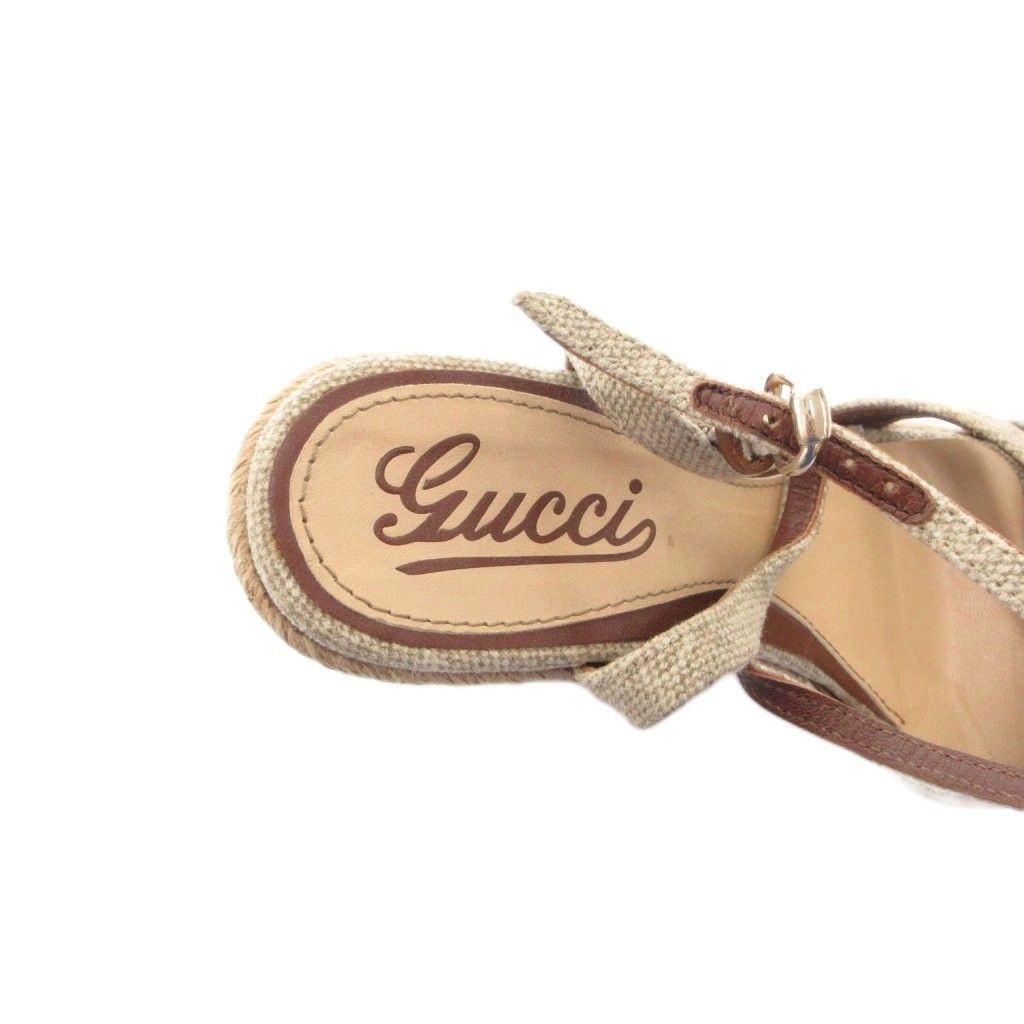 Gucci Sandals Wedge Sole Strap Outsole GG Logo 35 Beige — view 7