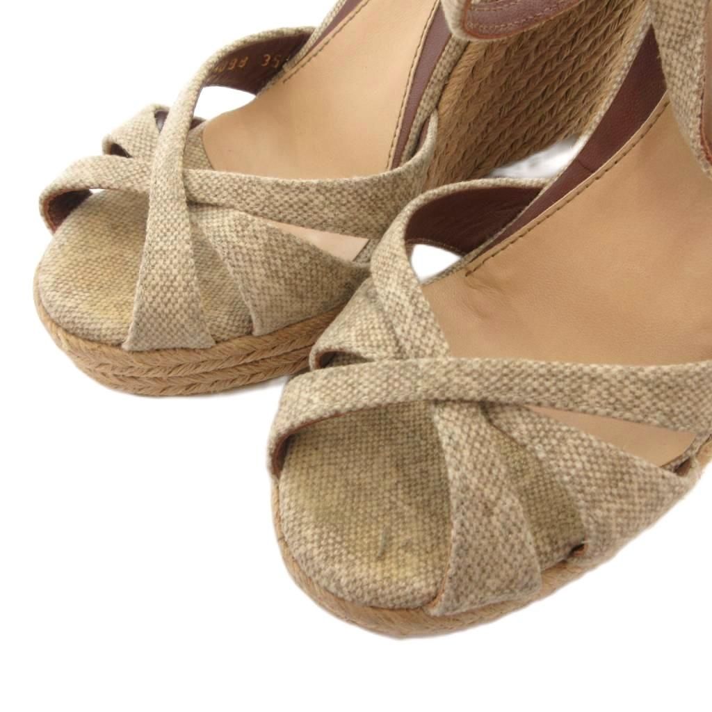 Gucci Sandals Wedge Sole Strap Outsole GG Logo 35 Beige — view 3