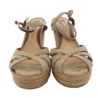 Gucci Sandals Wedge Sole Strap Outsole GG Logo 35 Beige — view 4