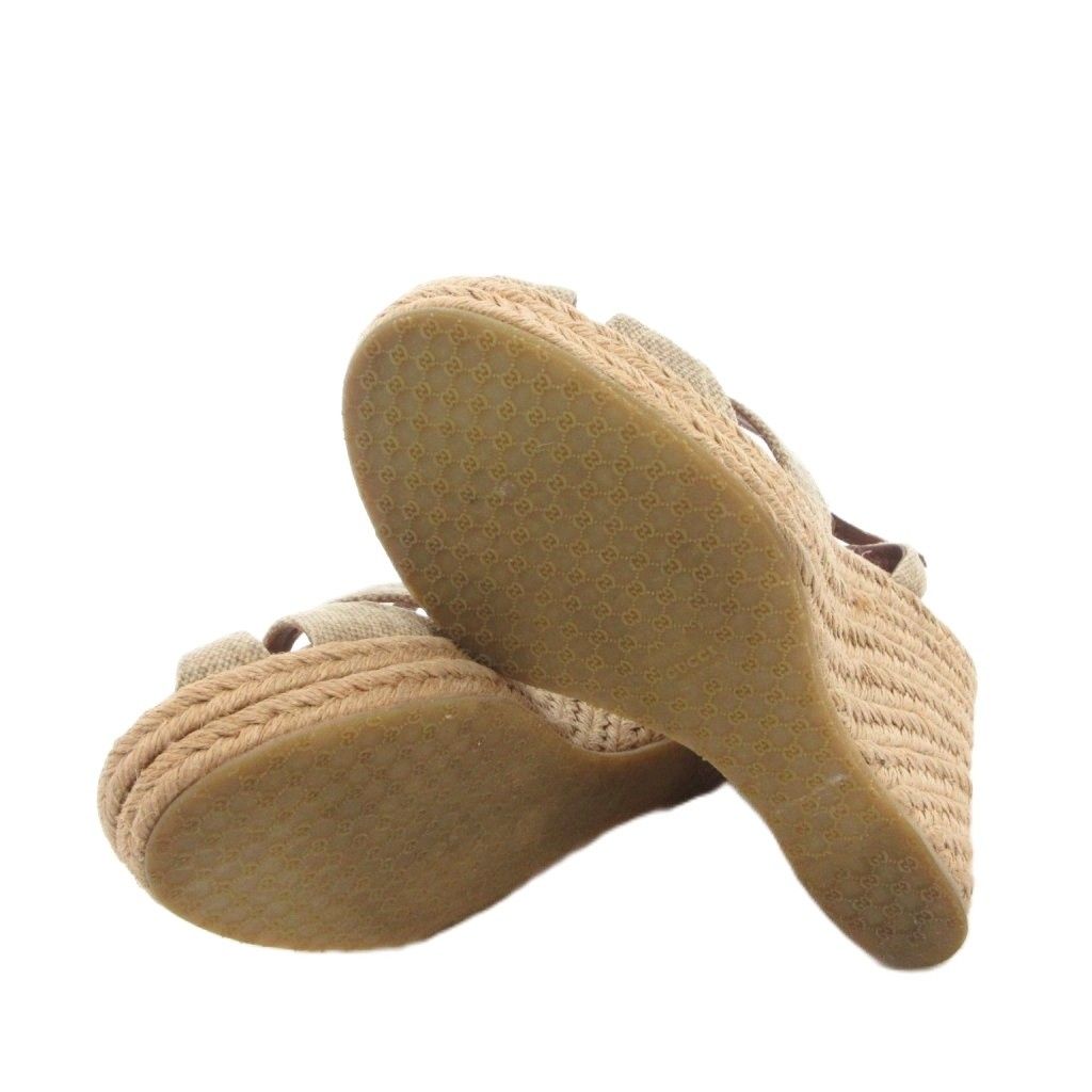 Gucci Sandals Wedge Sole Strap Outsole GG Logo 35 Beige — view 6