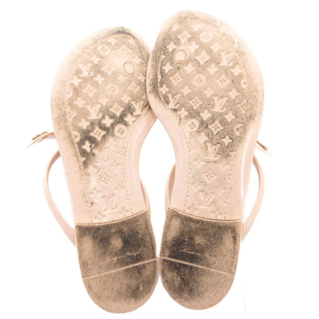 Louis Vuitton Sandals Flat Ribbon LV Logo Gold Color 36 Pink — view 6
