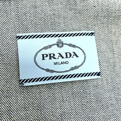 Prada Jacket Triangle Plate Collar Leather Cotton Blue — view 7