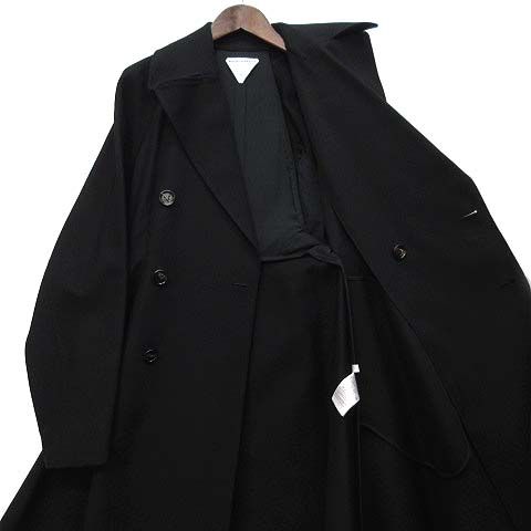 Bottega Veneta Long Trench Coat Triangle Buckle Black 36 — view 6