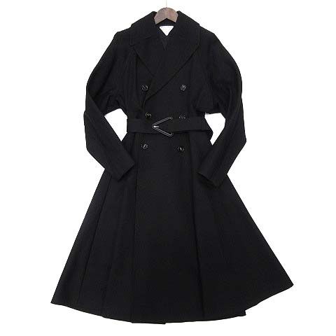 Bottega Veneta Long Trench Coat Triangle Buckle Black 36