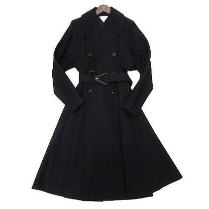 Bottega Veneta Long Trench Coat Triangle Buckle Black 36