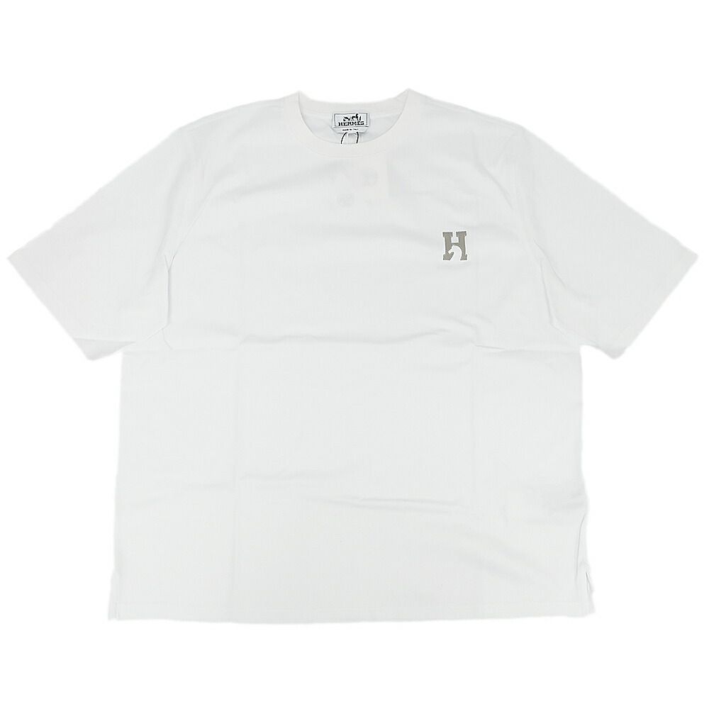Hermes Ten T-Shirt Mini Leather Patch Logo XL Cotton Short Sleeve Top