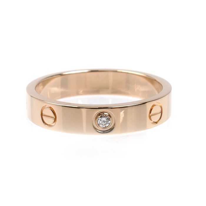 Cartier 18k Pink Gold Mini Love Diamond Ring — view 3