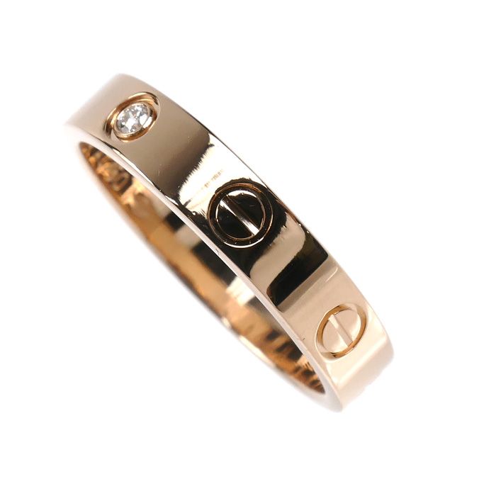Cartier 18k Pink Gold Mini Love Diamond Ring — view 2