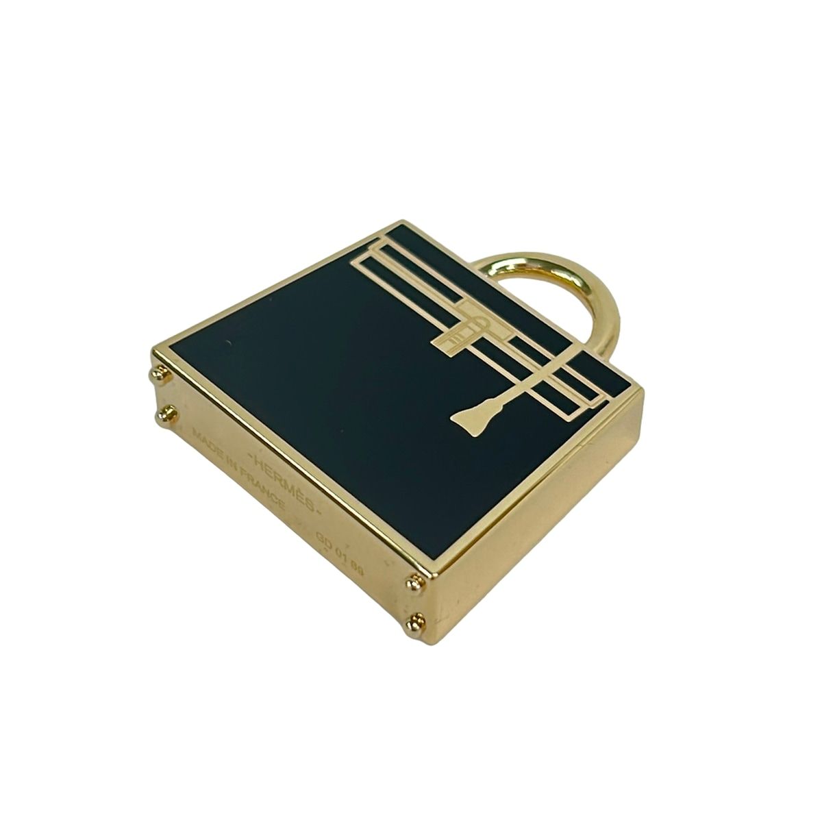 Hermes Pendant Top Curiosity Black Gold Kelly