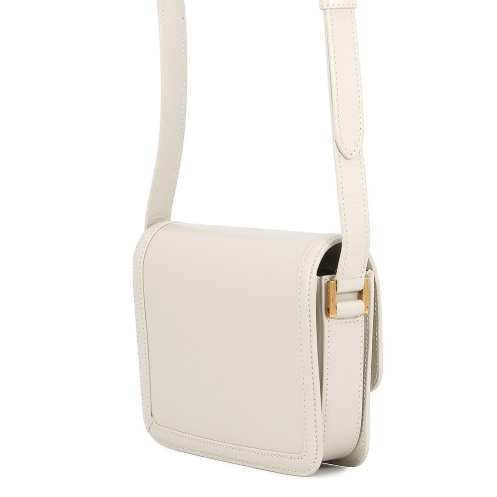 Saint Laurent Paris Shoulder Bag Solferino Small Satchel Leather White — view 2
