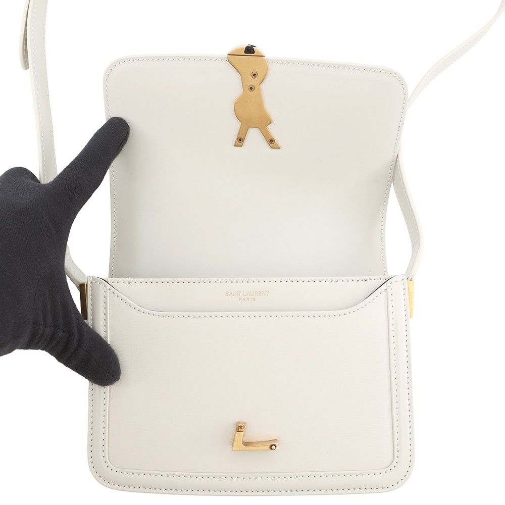 Saint Laurent Paris Shoulder Bag Solferino Small Satchel Leather White — view 5