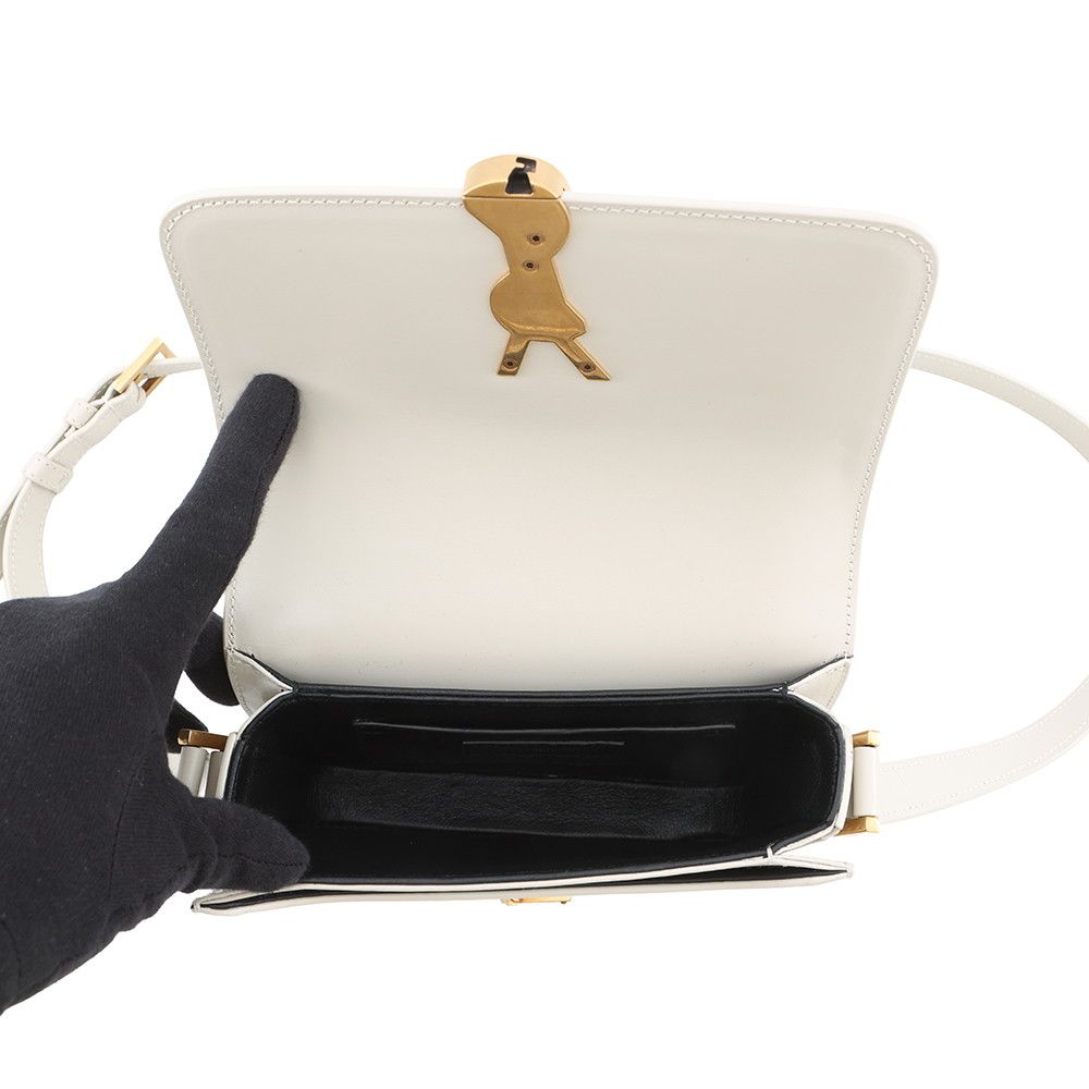 Saint Laurent Paris Shoulder Bag Solferino Small Satchel Leather White — view 6