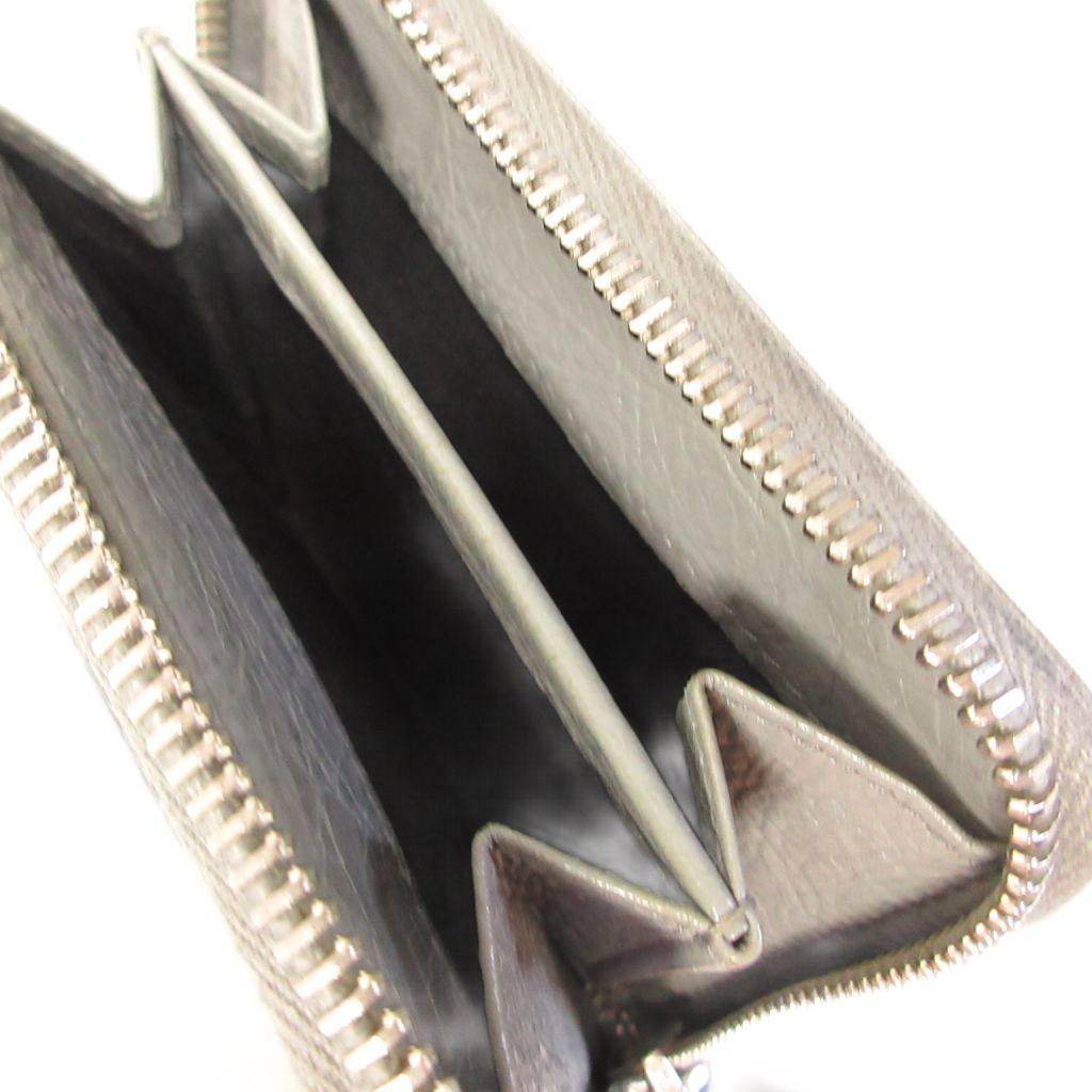 Balenciaga Classic Wallet Leather Bifold Zip Around Coin Purse Bill Gray — view 6
