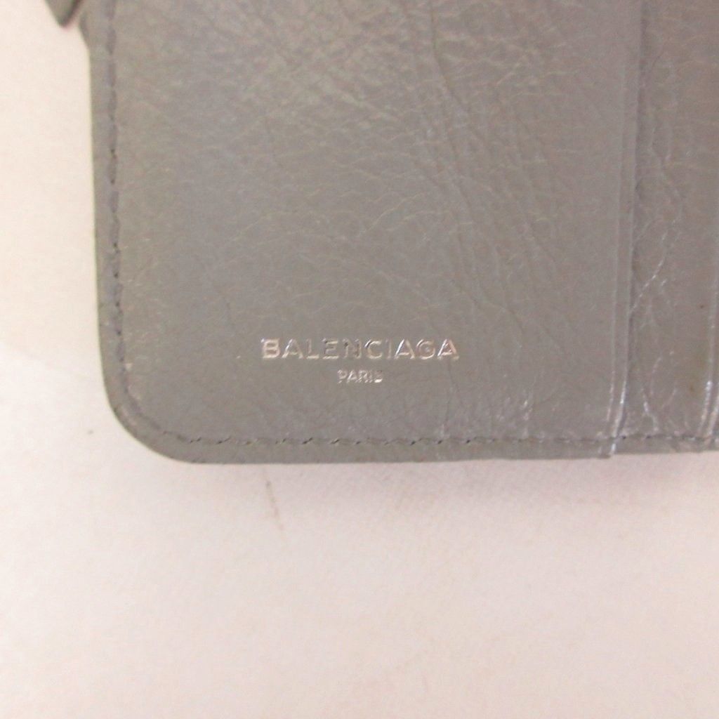 Balenciaga Classic Wallet Leather Bifold Zip Around Coin Purse Bill Gray — view 8