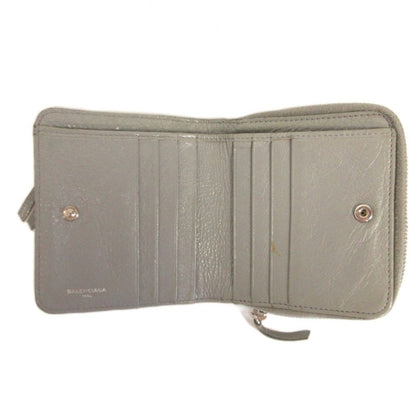 Balenciaga Classic Wallet Leather Bifold Zip Around Coin Purse Bill Gray — view 5
