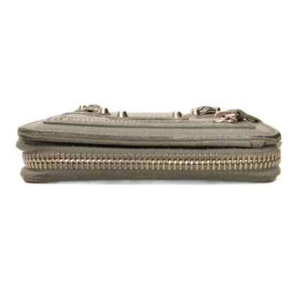 Balenciaga Classic Wallet Leather Bifold Zip Around Coin Purse Bill Gray — view 4