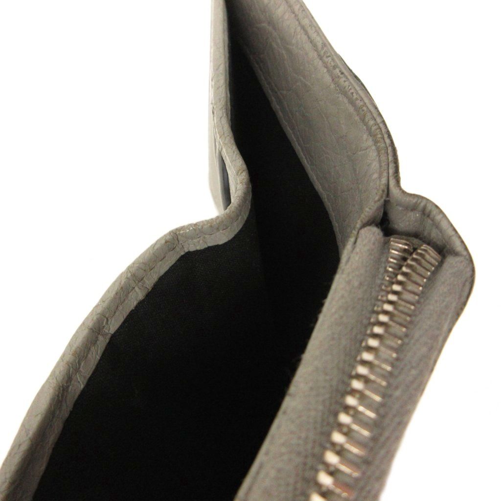 Balenciaga Classic Wallet Leather Bifold Zip Around Coin Purse Bill Gray — view 7
