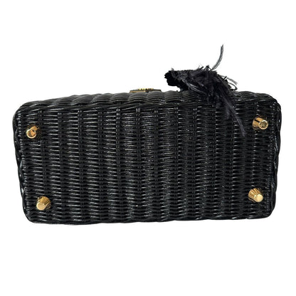 Prada Tote Canvas Basket Black Wicker Cool — view 3