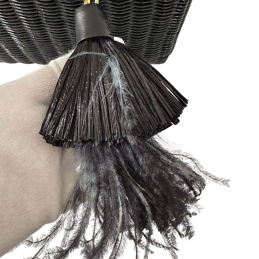 Prada Tote Canvas Basket Black Wicker Cool — view 9