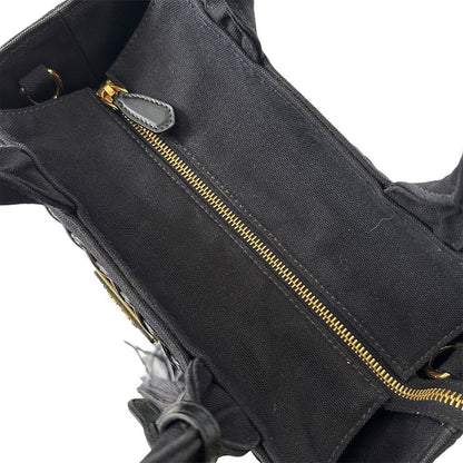 Prada Tote Canvas Basket Black Wicker Cool — view 7