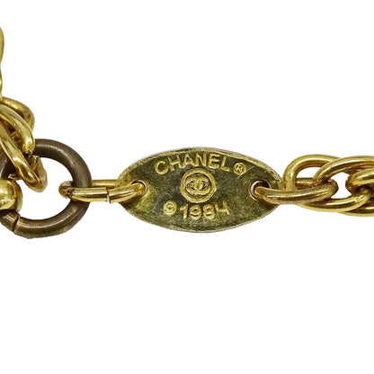 Chanel Necklace Faux Pearl Gold Pendant Loupe Double Chain Long Vintage — view 6