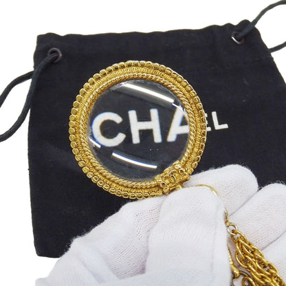 Chanel Necklace Faux Pearl Gold Pendant Loupe Double Chain Long Vintage — view 7