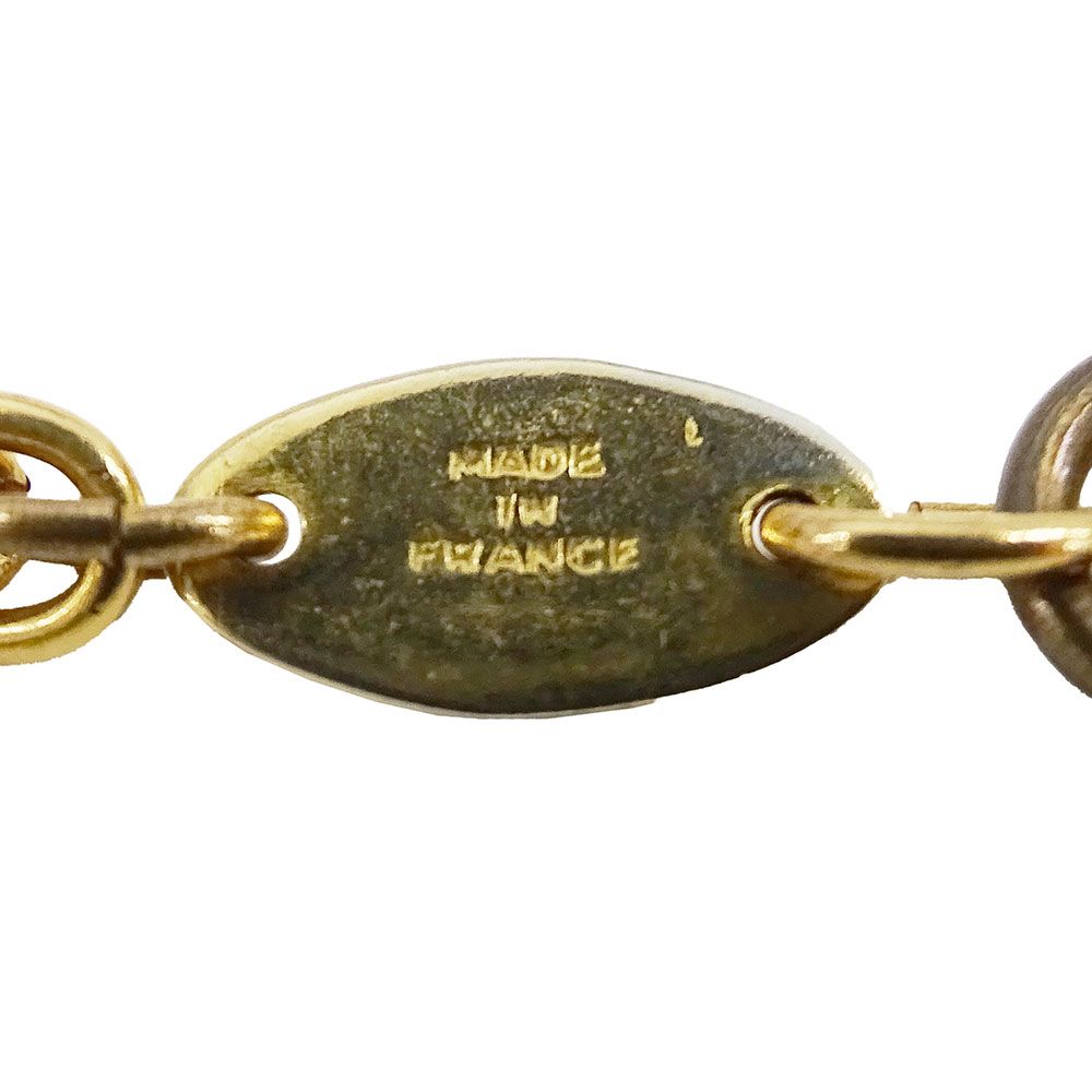 Chanel Necklace Faux Pearl Gold Pendant Loupe Double Chain Long Vintage — view 5