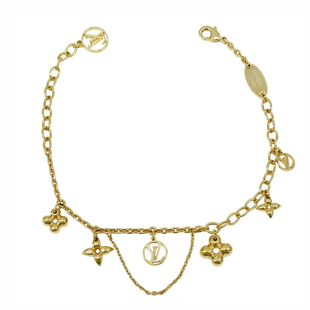 Louis Vuitton Bracelet Metal Blue Mining Gold Logo — view 3