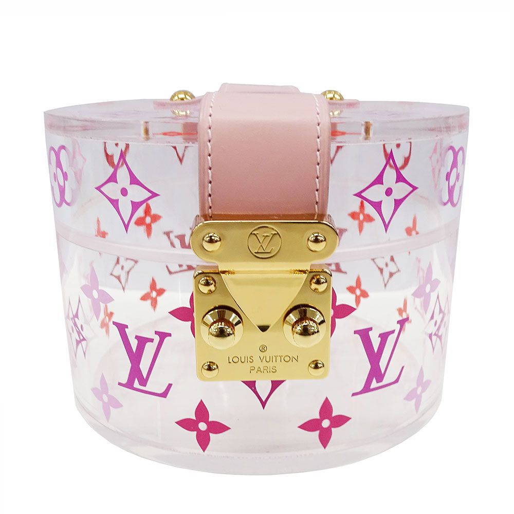 Louis Vuitton Acrylic Leather Monogram Boite Scott Pink Transparent Case Makeup