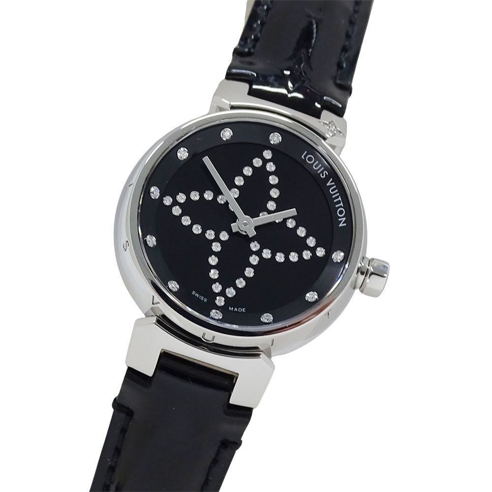 Louis Vuitton Watch Tambour Forever Diamond Quartz Stainless Steel Leather