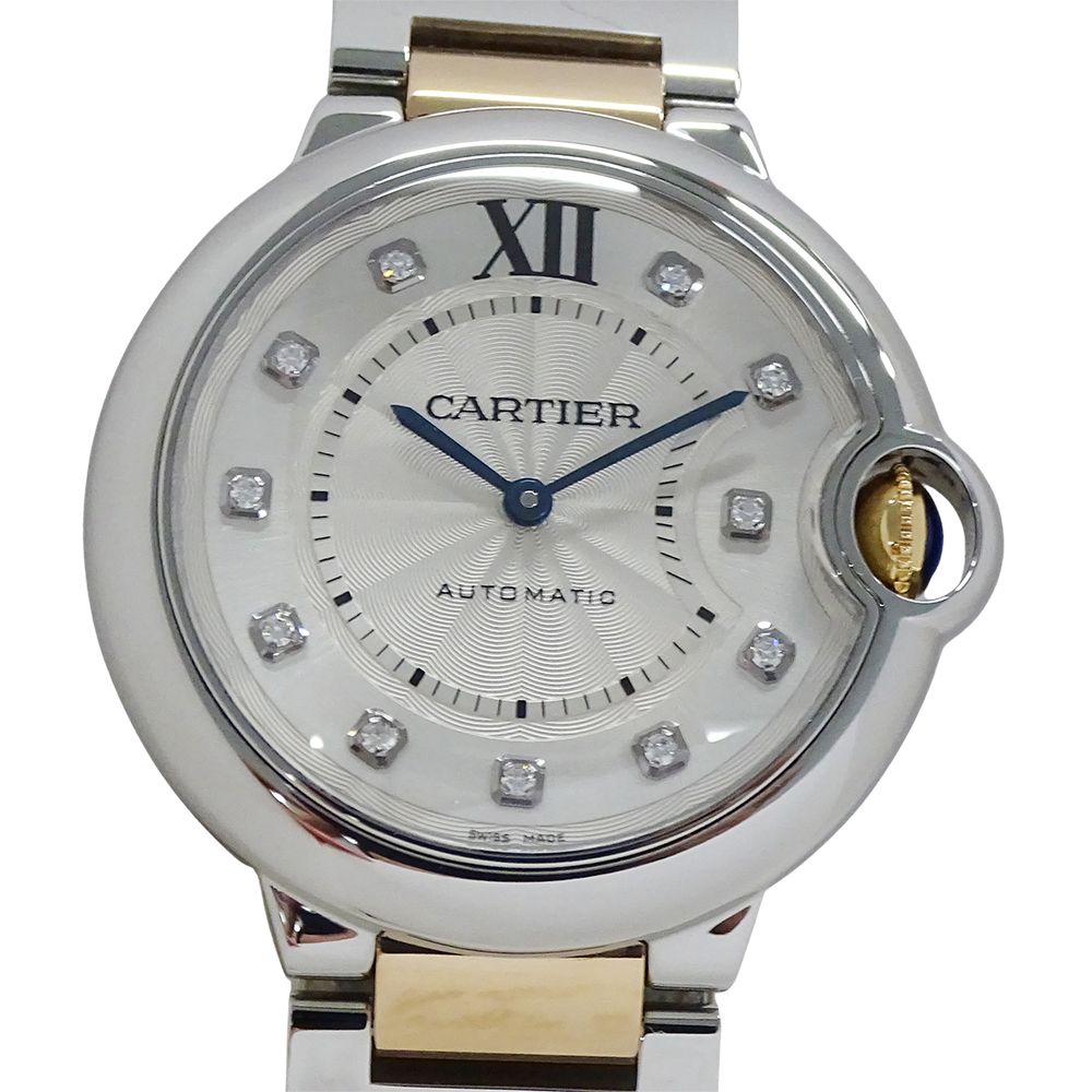 Cartier Watch Boys Baron Blue Diamond Automatic Winding at Stainless Steel Pink — view 2