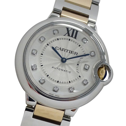 Cartier Watch Boys Baron Blue Diamond Automatic Winding at Stainless Steel Pink