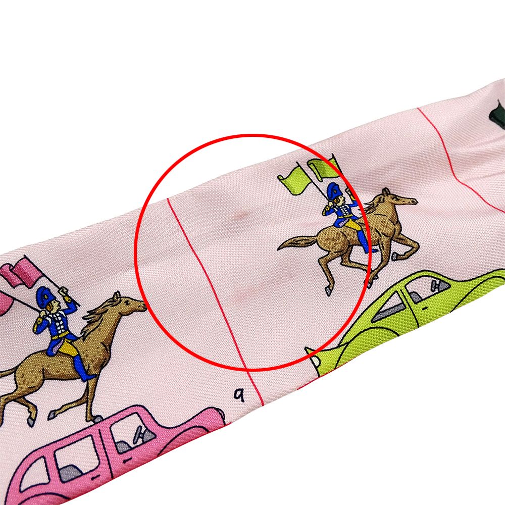 Hermes Scarf Twilly Silk Pink Horse Car — view 8