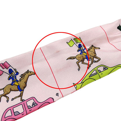 Hermes Scarf Twilly Silk Pink Horse Car — view 8