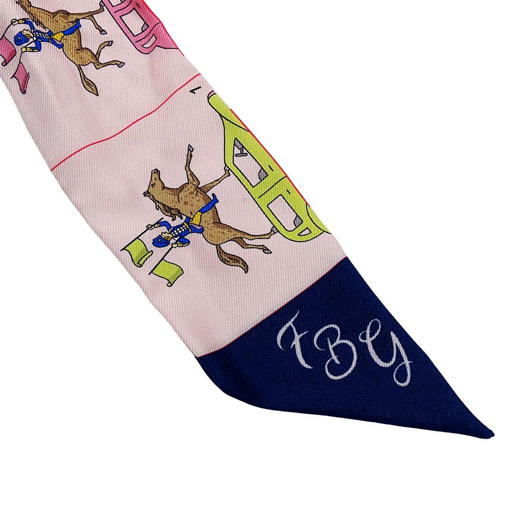 Hermes Scarf Twilly Silk Pink Horse Car — view 6