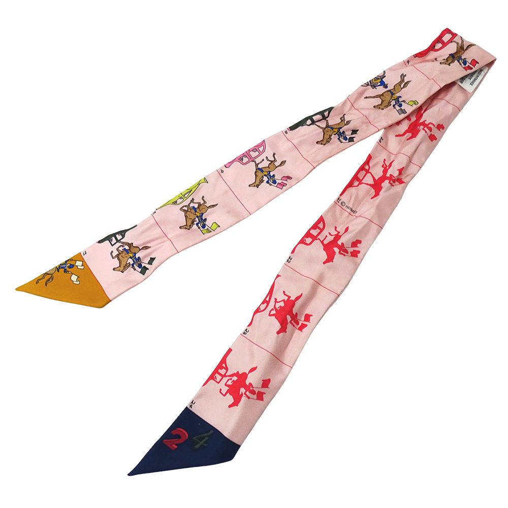 Hermes Scarf Twilly Silk Pink Horse Car — view 3