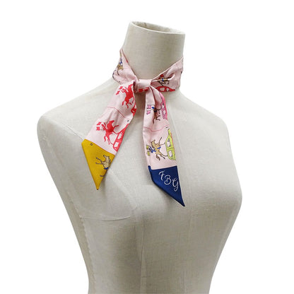 Hermes Scarf Twilly Silk Pink Horse Car — view 7