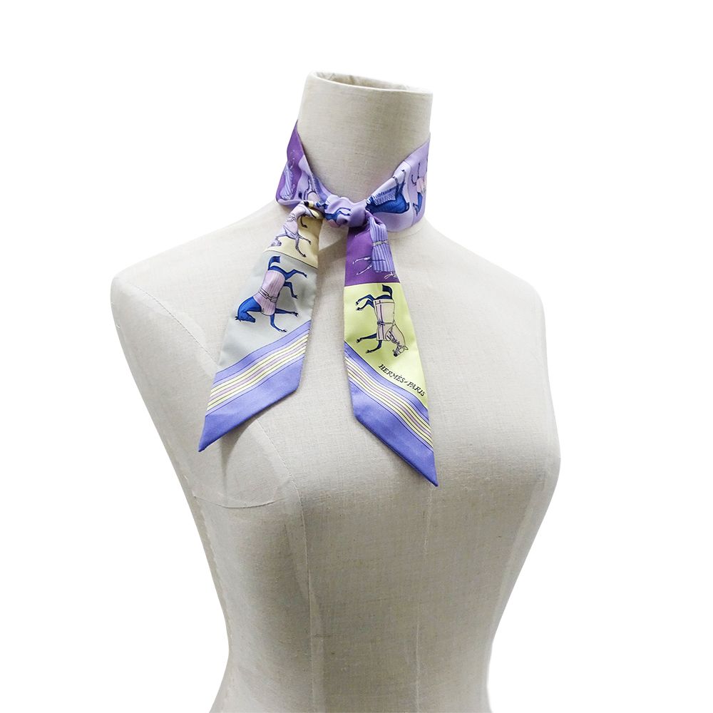 Hermes Scarf Couvertures Nouvelle New Horsewear Silk Purple Yellow — view 7