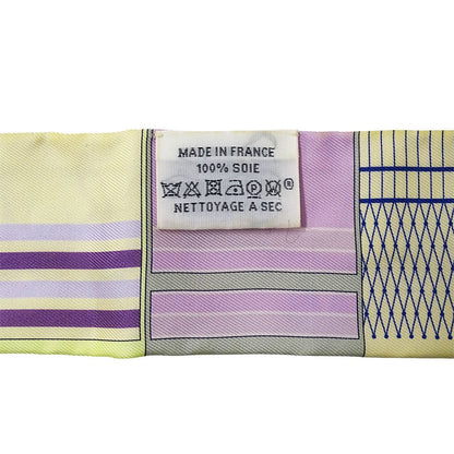 Hermes Scarf Couvertures Nouvelle New Horsewear Silk Purple Yellow — view 6