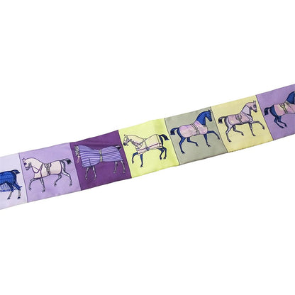 Hermes Scarf Couvertures Nouvelle New Horsewear Silk Purple Yellow — view 5