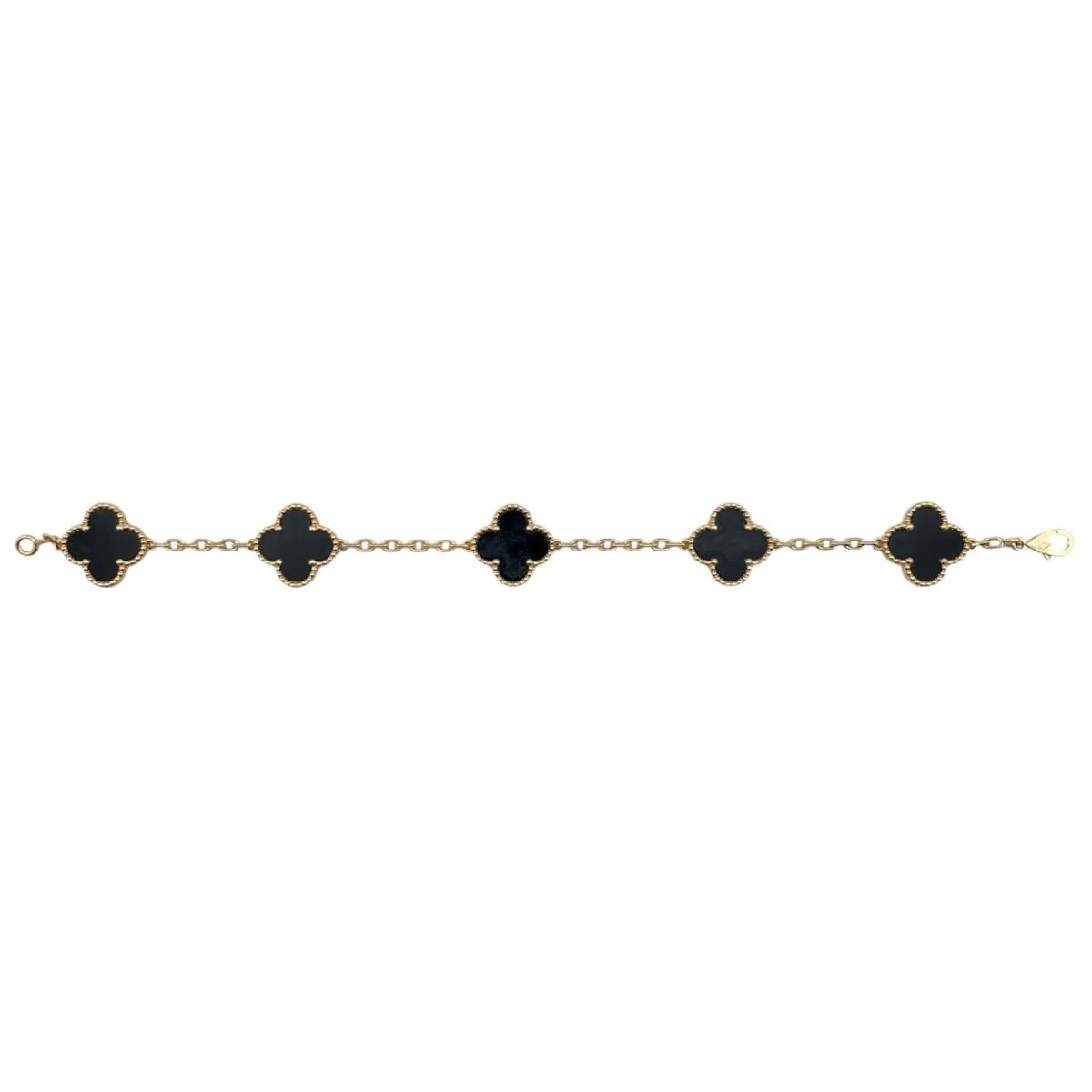 Van Cleef & Arpels Bracelet Vintage Alhambra 5 Motifs Yellow Gold Onyx Black — view 2