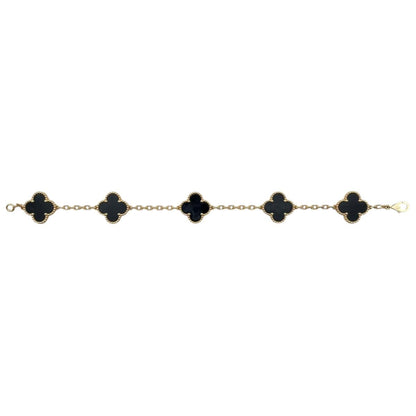 Van Cleef & Arpels Bracelet Vintage Alhambra 5 Motifs Yellow Gold Onyx Black — view 2