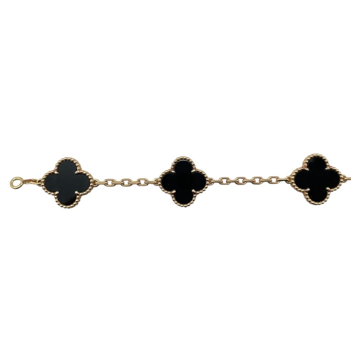 Van Cleef & Arpels Bracelet Vintage Alhambra 5 Motifs Yellow Gold Onyx Black — view 5