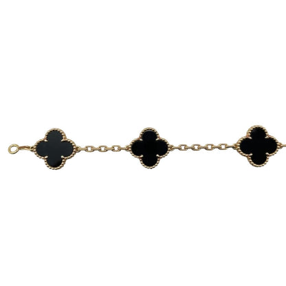 Van Cleef & Arpels Bracelet Vintage Alhambra 5 Motifs Yellow Gold Onyx Black — view 5