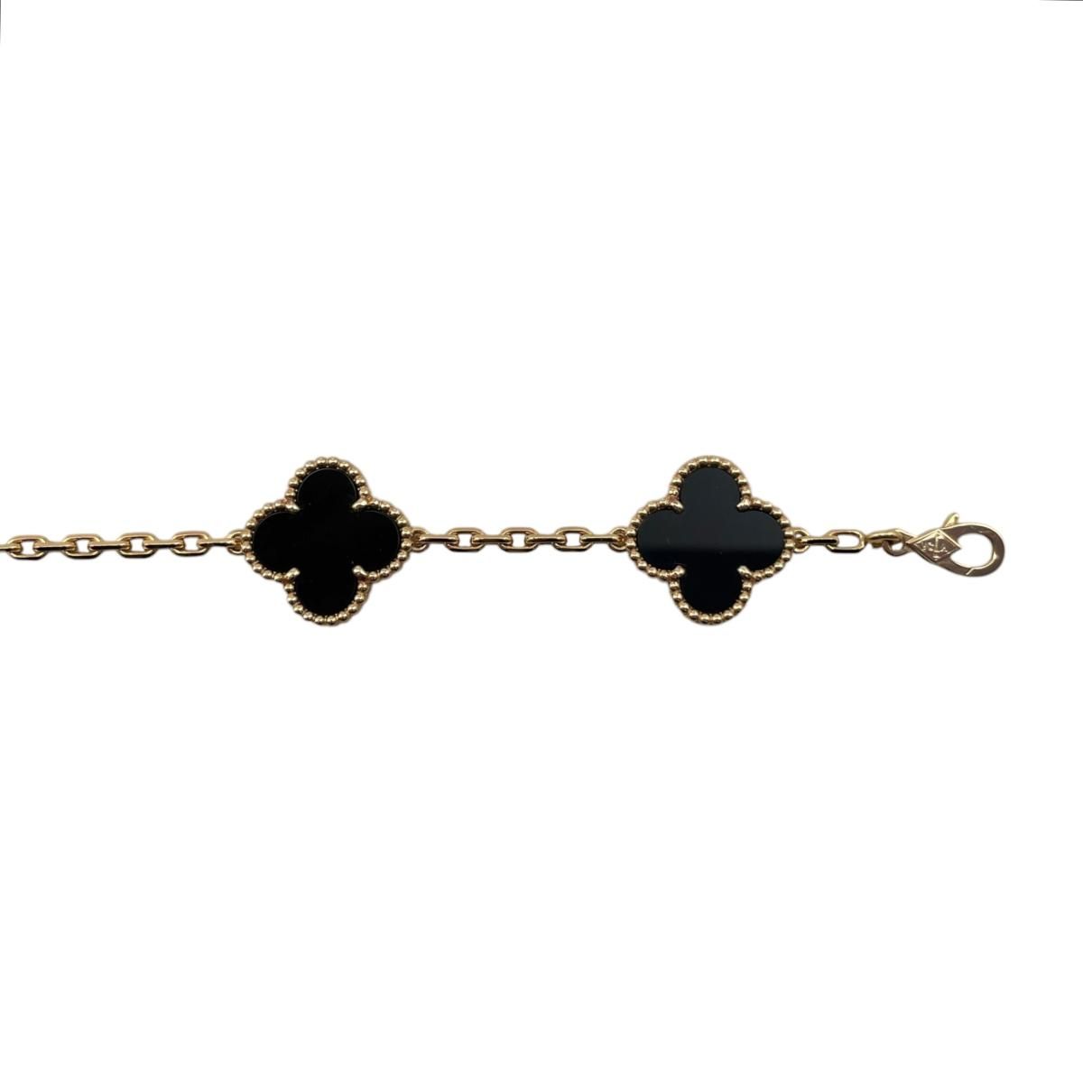 Van Cleef & Arpels Bracelet Vintage Alhambra 5 Motifs Yellow Gold Onyx Black — view 6