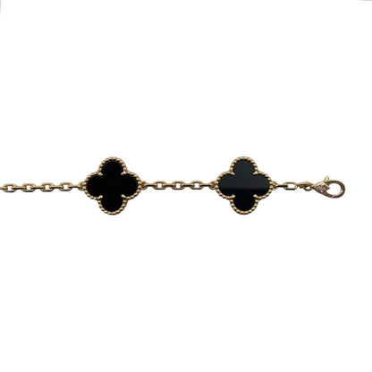 Van Cleef & Arpels Bracelet Vintage Alhambra 5 Motifs Yellow Gold Onyx Black — view 6